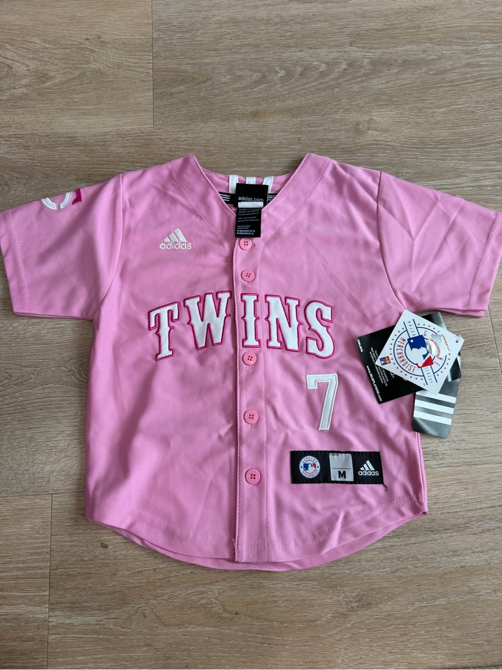 adidas Pink Minnesota Twins Kids Baseball Jersey #7